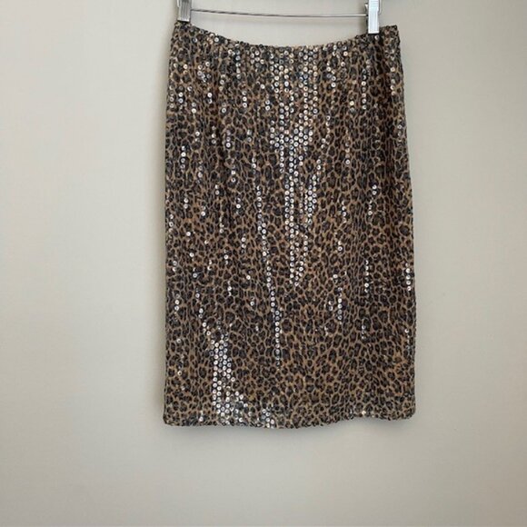 VTG CARLISLE sequin leopard pencil skirt Size US 4 - Picture 1 of 6